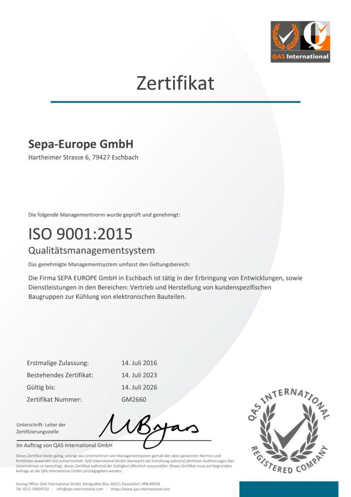 ISO9001 SEPA EUROPE